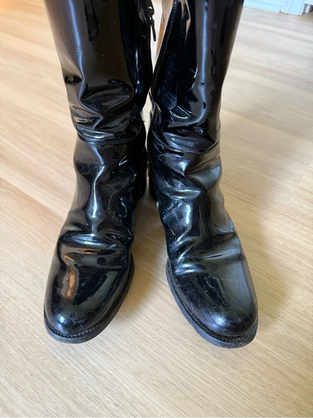 Prada Black Patent Knee-High Women's Boots